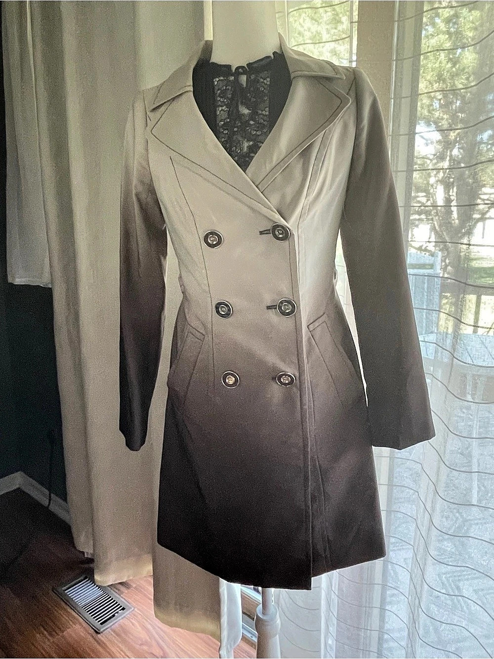 Women's Double-Breasted Trench Coat in Gray